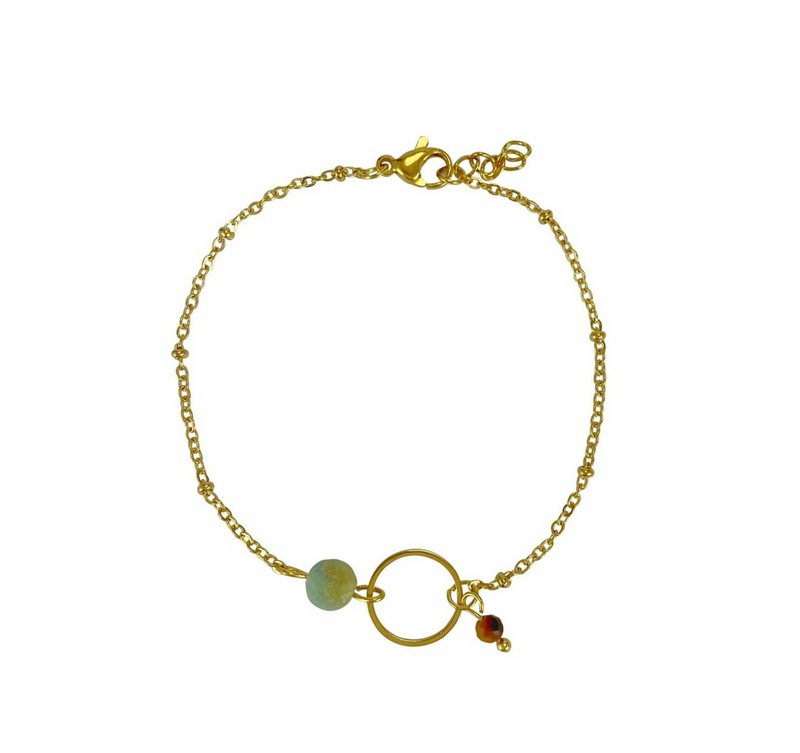 Pulsera Amazonita y Anillo Ojo de Tigre - Oro