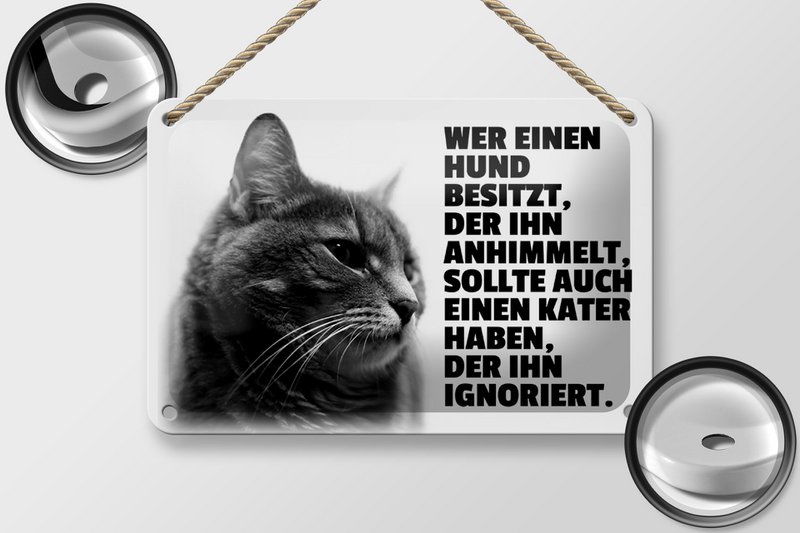 Tinnen bord met de tekst 18x12cm hondenhemel tegen een kater negeert decoratie