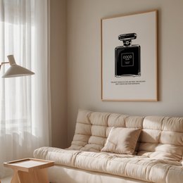 Poster: Coco Noir Perfume Bottle Illustration