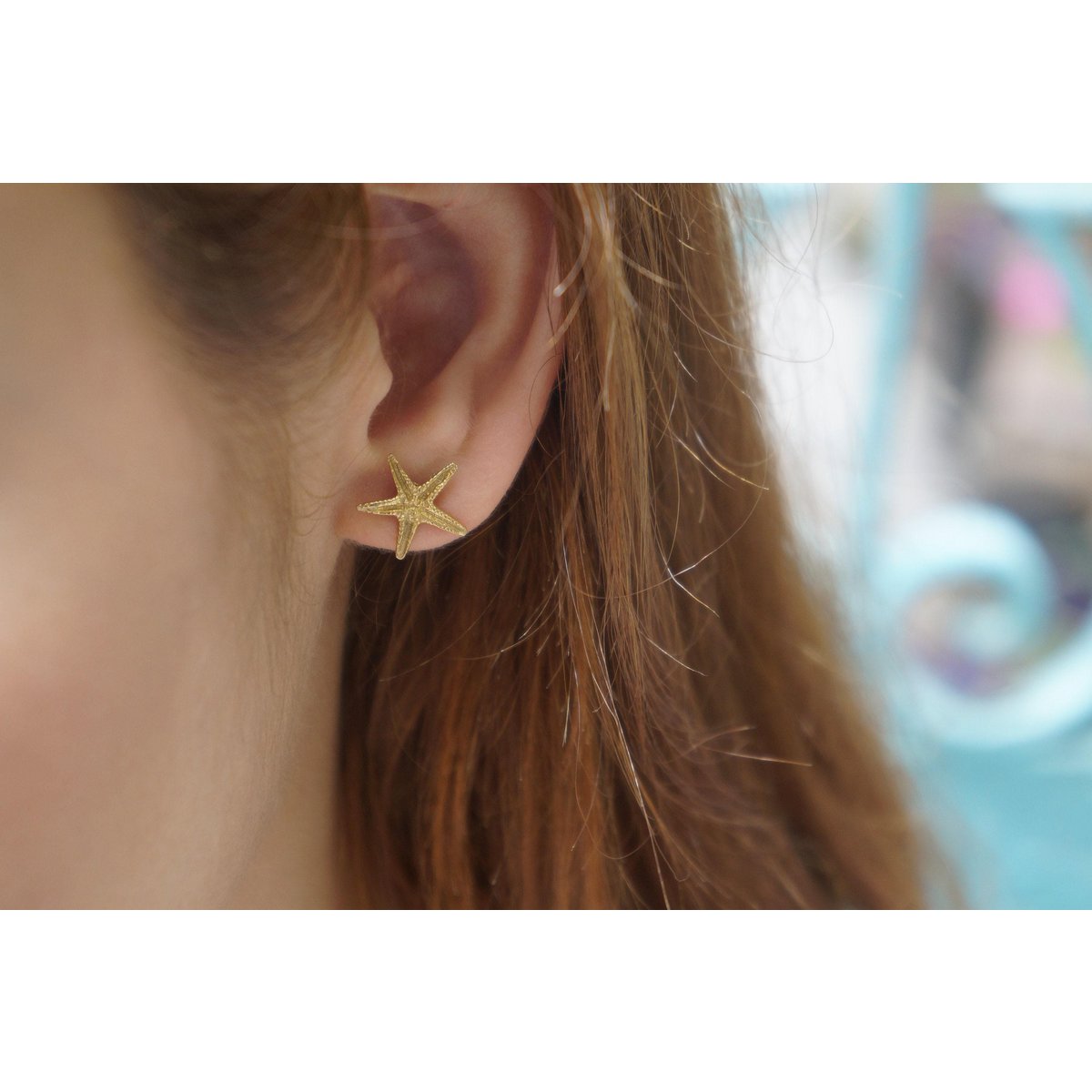 Starfish Stud Earrings: Ocean Inspired Jewelry (Gold Plated)
