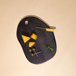 Serviertablett | Schwarz gewaschenes Mangoholz, handgefertigt | 32x23cm