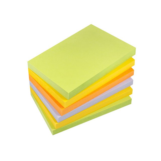 Info notes 125x75mm assorti spring pak 6 blok groen, geel, oranje, paars