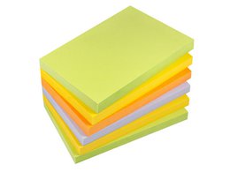 Info notes 125x75mm assorti spring pak 6 blok groen, geel, oranje, paars
