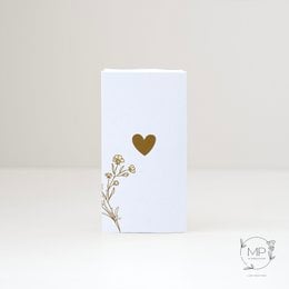 Small white gift box with heart-shaped soap inside, perfect for gifting.