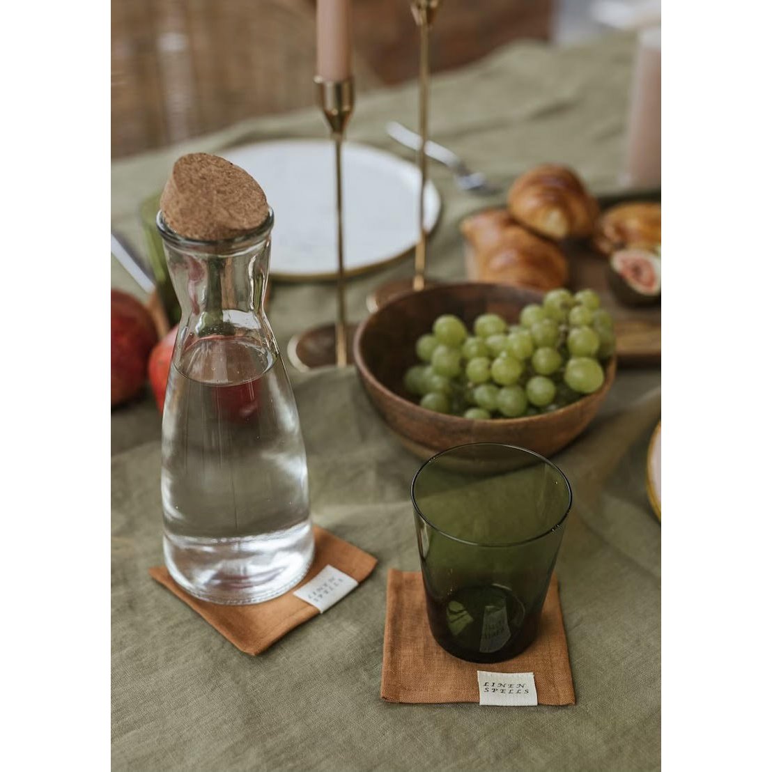 Cinnamon linen coaster set of 4