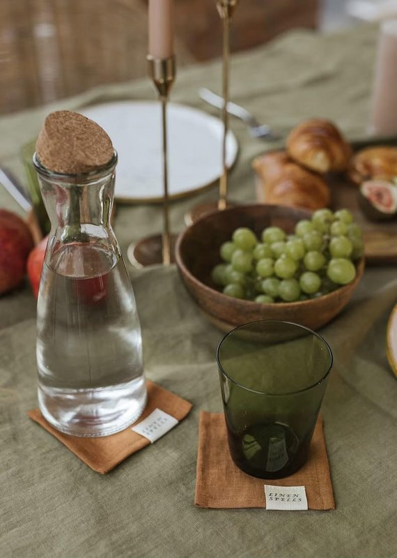 Cinnamon linen coaster set of 4