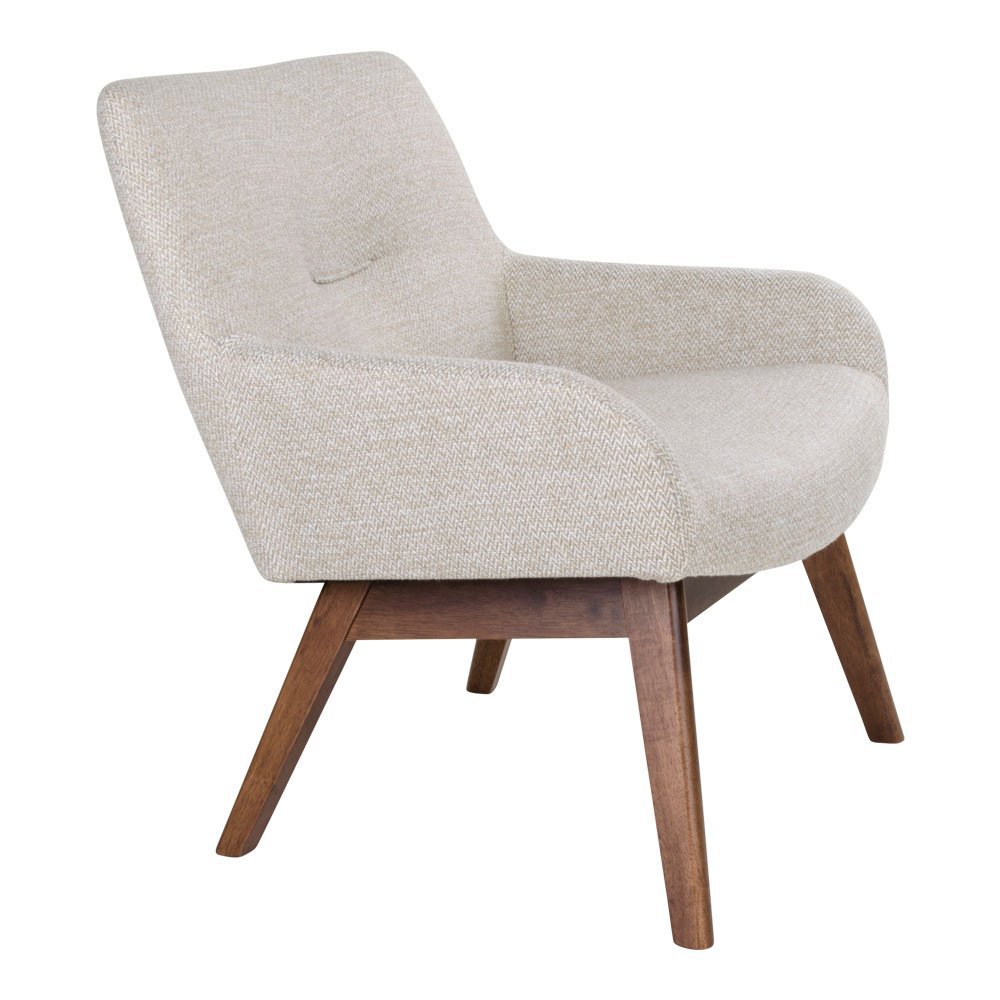London Lounge Chair - Stof, Walnoothout, Zand - 65x63x73 cm