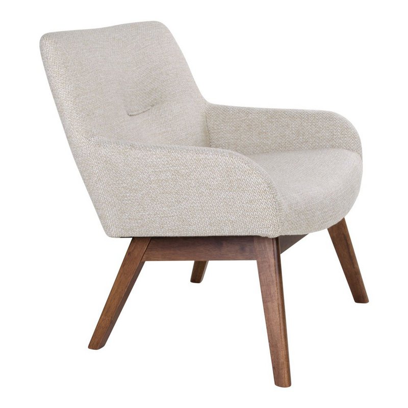 Poltrona lounge London - Tessuto, Legno di noce, Sabbia - 65x63x73 cm