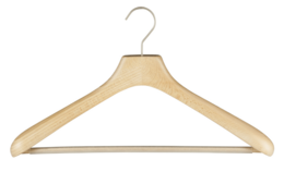 Wooden clothes hanger, 45 cm long, made of beech wood, for hanging and organizing clothes.
