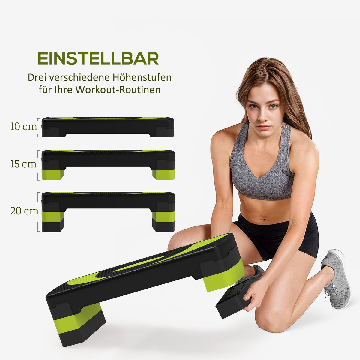 Aerobic stepper 3-stage height adjustable 80 x 31 x 20 cm black + gray