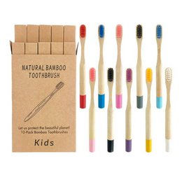 Kit 10 Farben Kinderzahnbürsten I Bambus