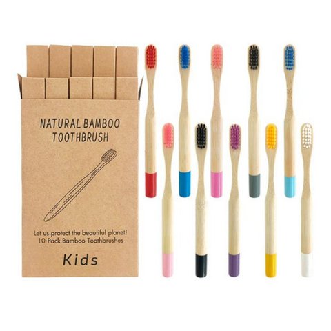 Kit 10 kleuren Kindertandenborstels I Bamboe