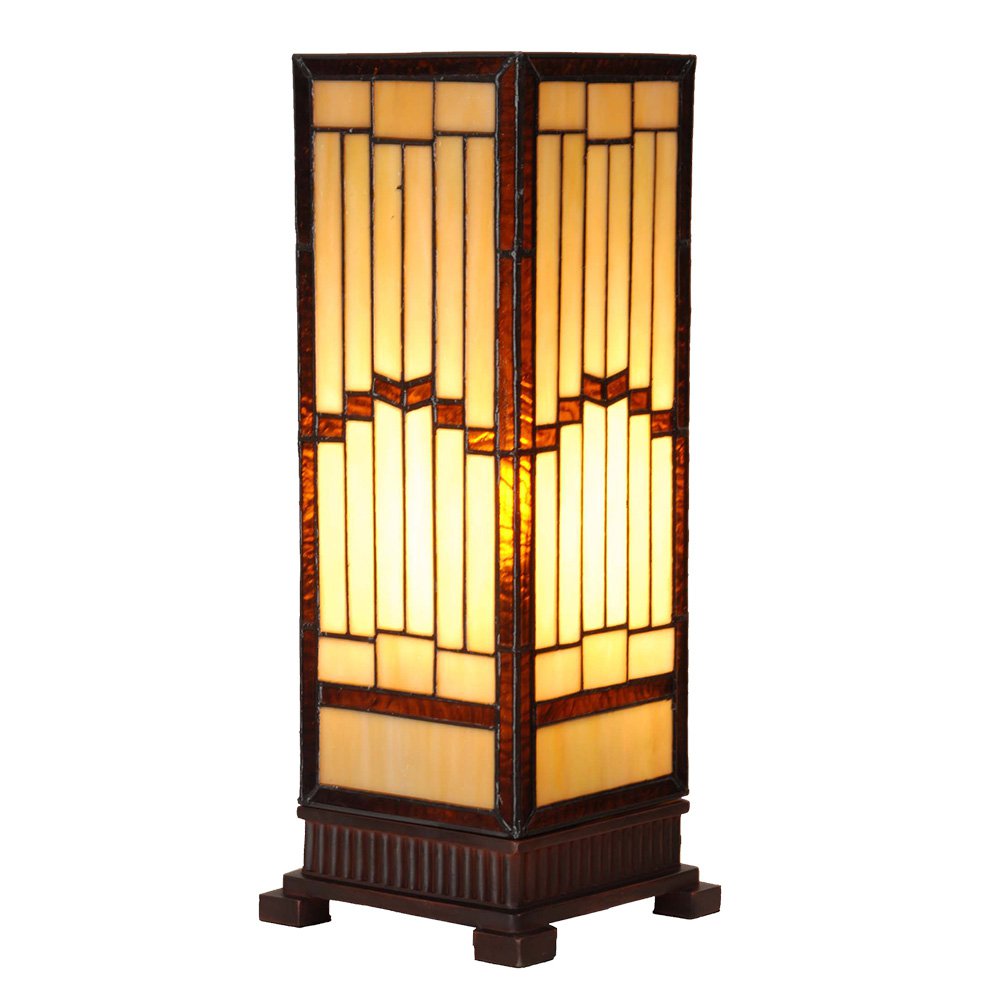 Lampa stołowa Tiffany 17x17x44 cm beżowa szkło