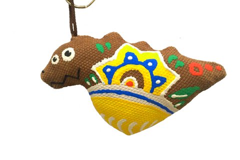Schlüsselanhänger "Brauner Drache" - handgefertigt und handbemalt