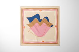 Quadratischer Seidenschal - MUSE 67*67 cm - Beige/Rosa