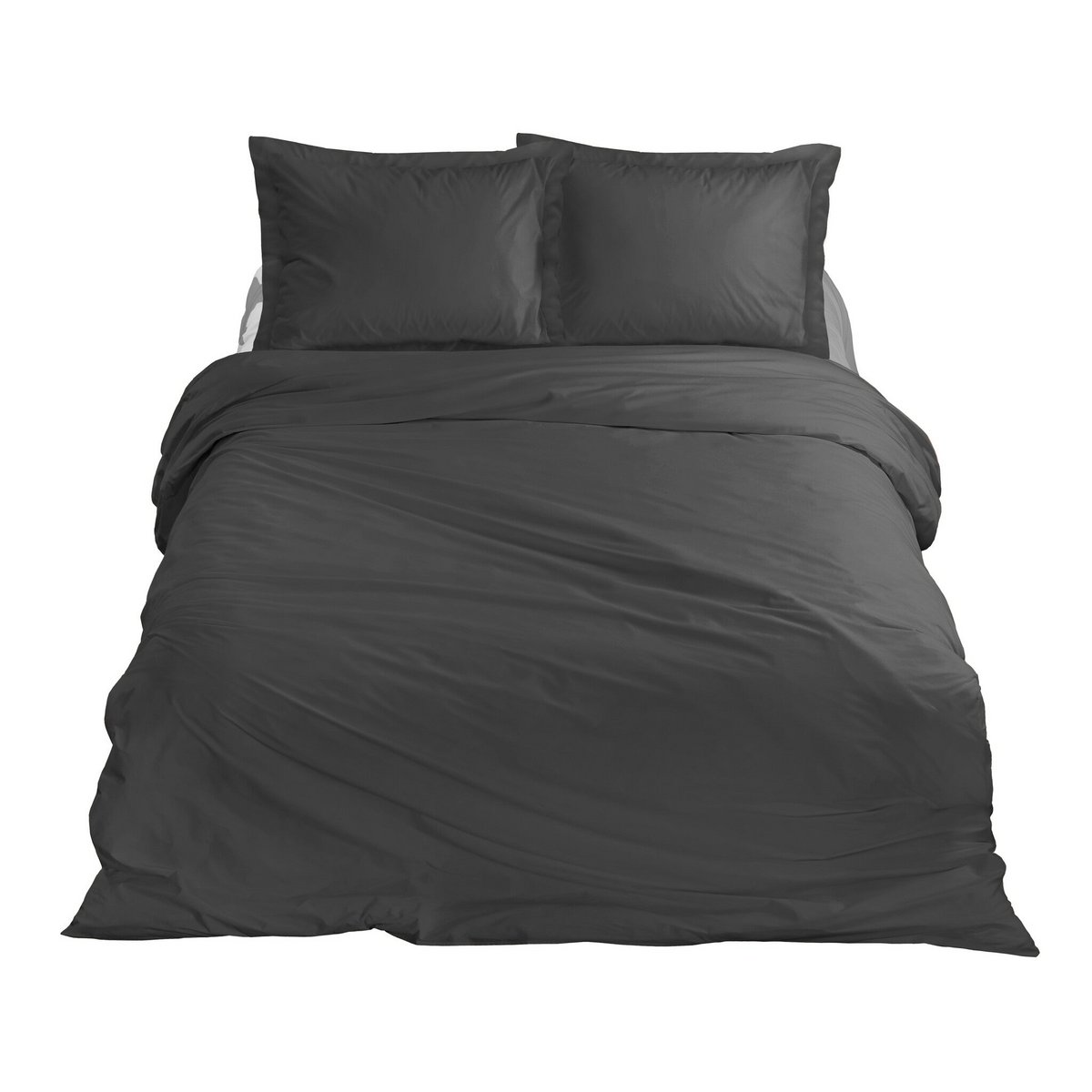 100% Cotton Satin Duvet Cover Set Anthracite