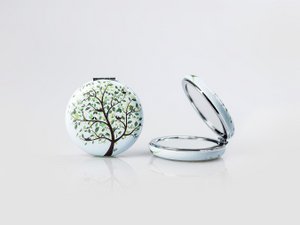Pocket-sized Makeup Mirror - green Tree of Life
