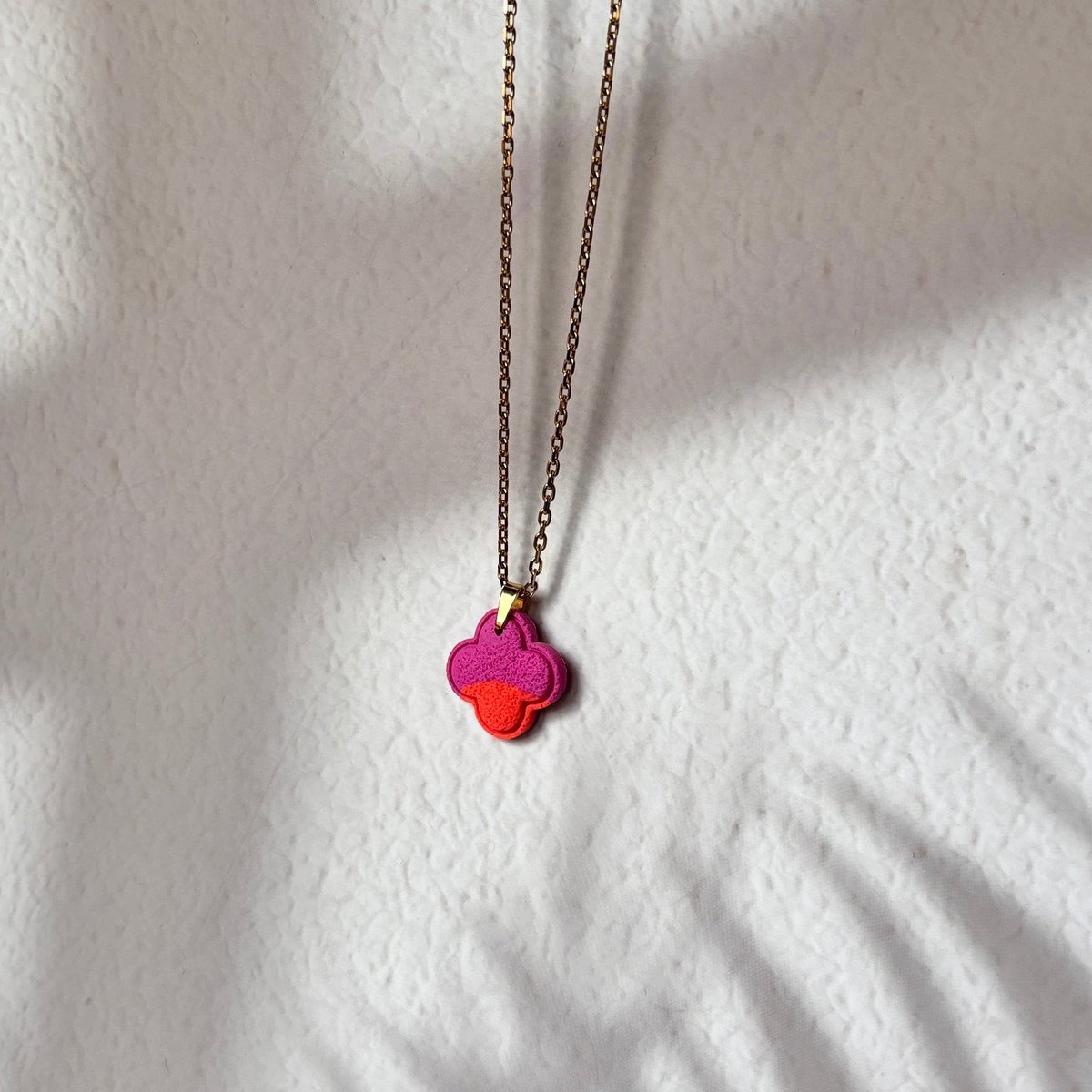 Amalfi - Artisan Orange and Fuchsia Four-leaf Clover Necklace