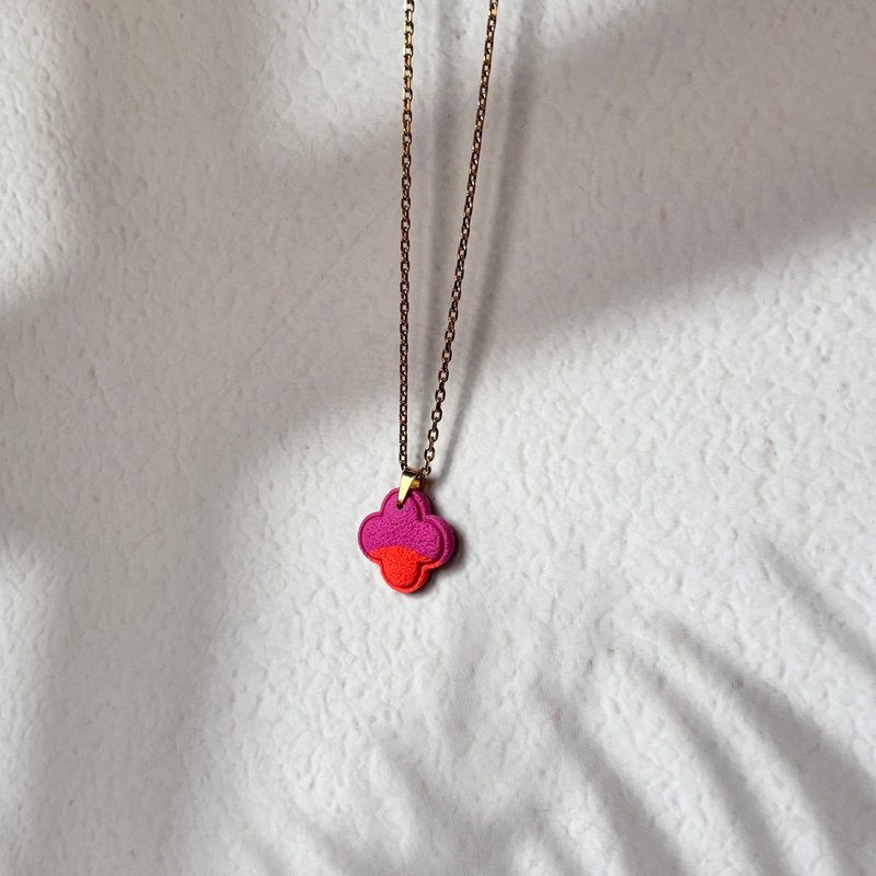 Amalfi - Artisan Orange and Fuchsia Four-leaf Clover Necklace