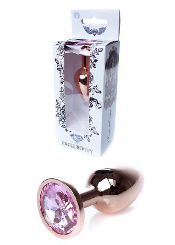 Bossoftoys - 64-00108 - Einzigartige Farbe - Roségoldanalstecker - Goldstecker mit Rosenstein - Länge 7 cm - Dia 2,7 cm - Farbfensterbox