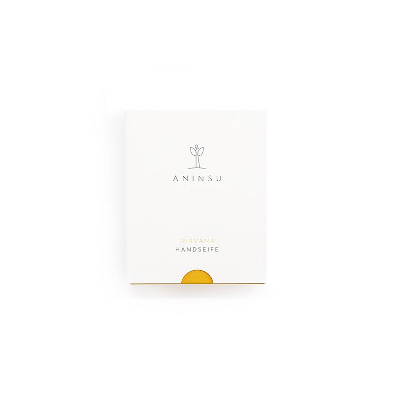 Nirvana håndsæbe fra Aninsu | certificeret naturkosmetik | vegansk plastikfri håndlavet | med økologiske olier | Rengøring | unik duft | med gurkemeje og havtorn | 80 g