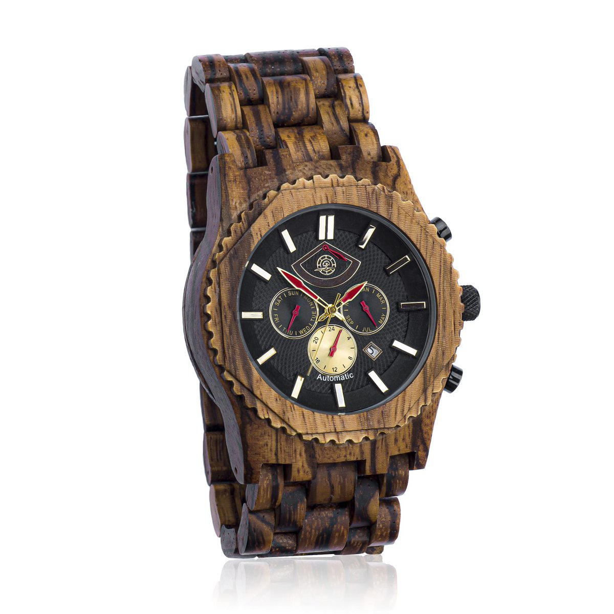 Greenwatch | extrem | Automatische Holzuhr | Zebrano