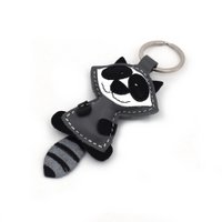 Raccoon Keychain Handmade Leather