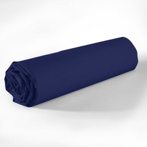 100% COTTON FITTED SHEET 160X200+30 NAVY BLUE