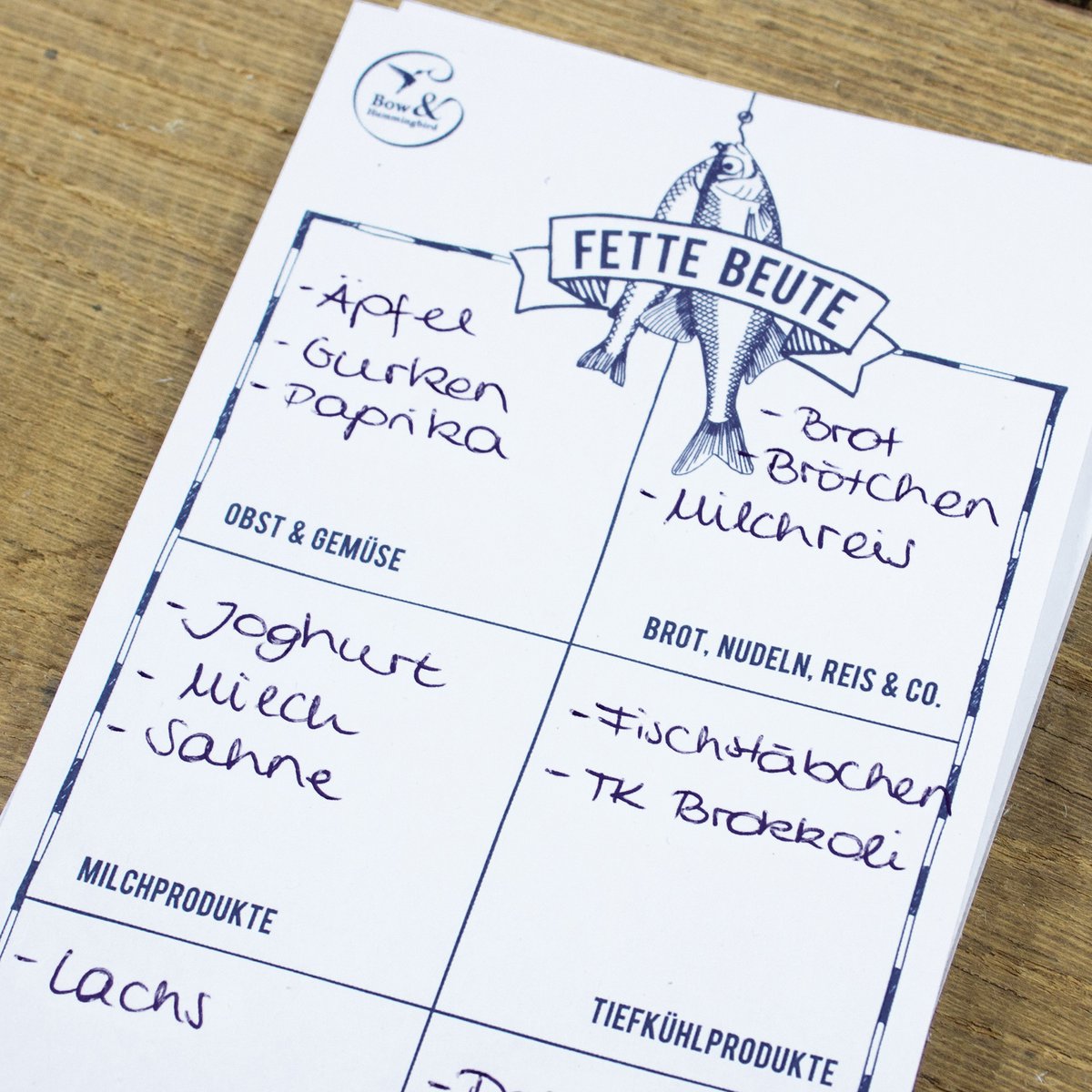 Block Fette Beute Einkaufsliste