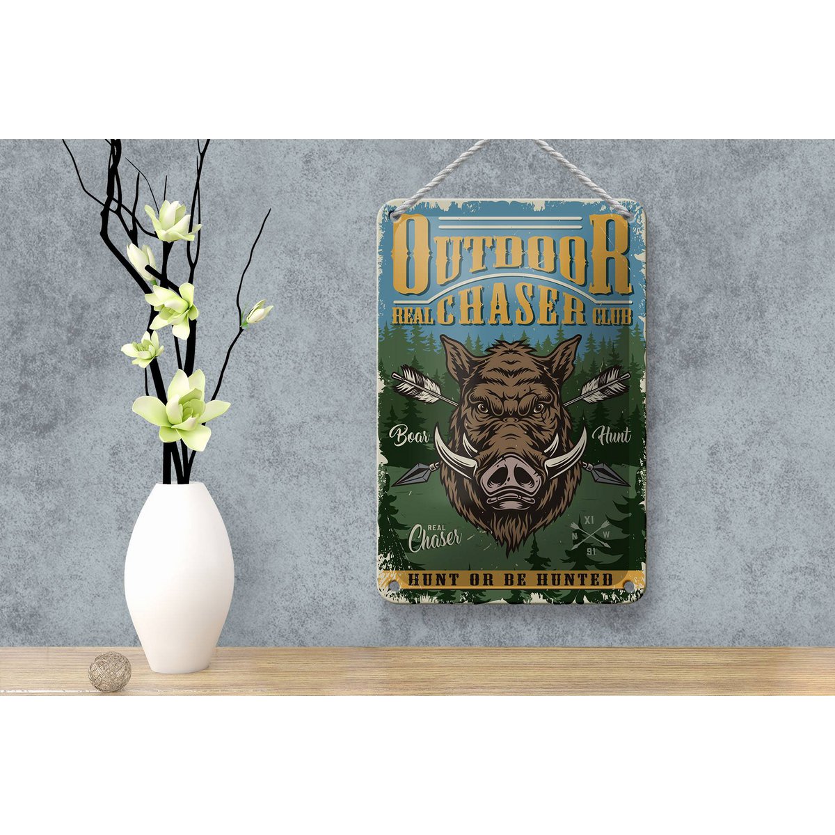 Tin sign outdoor 12x18cm hunting real chaser club decoration
