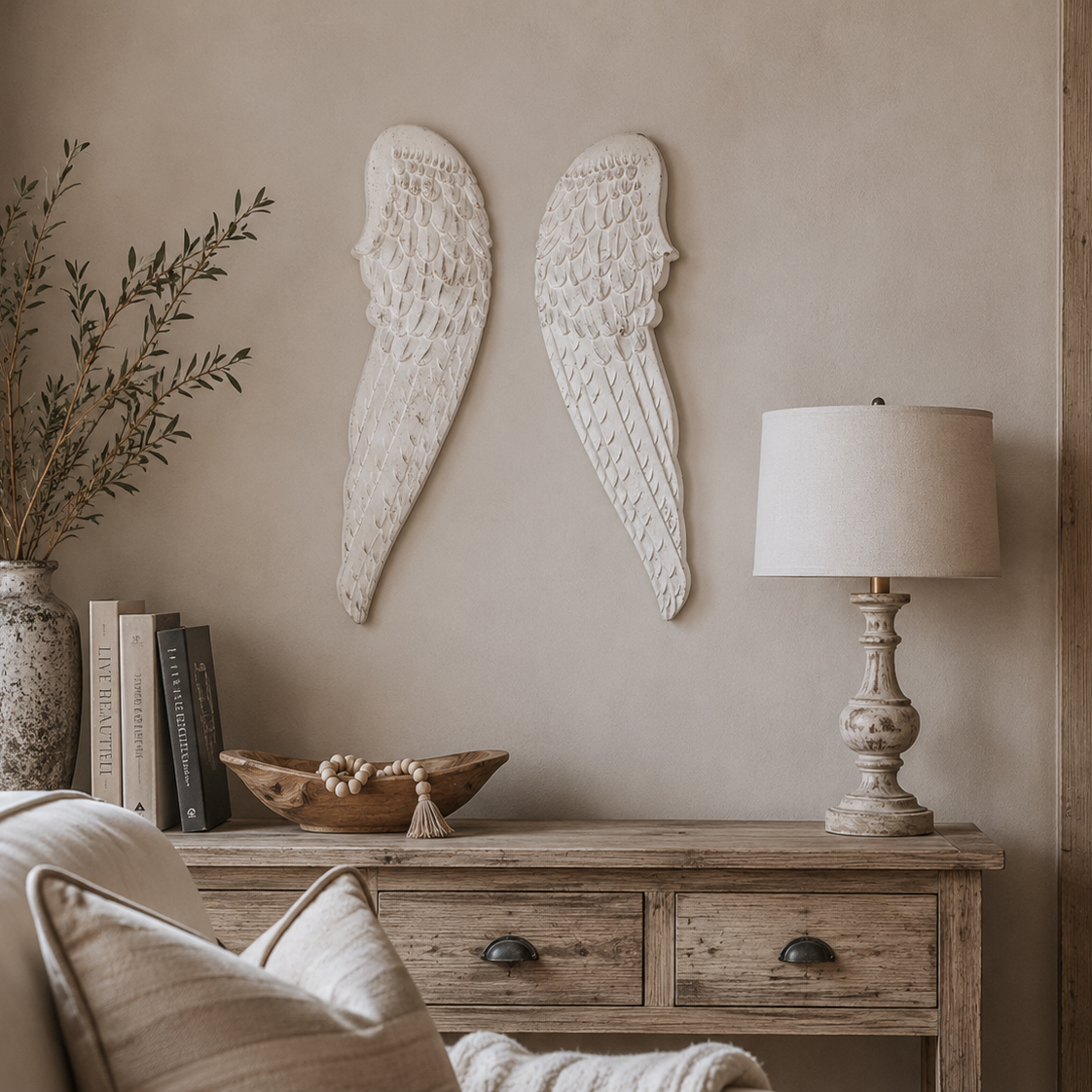 Pair of resin angel wings h 32 x 103 x 3 cm