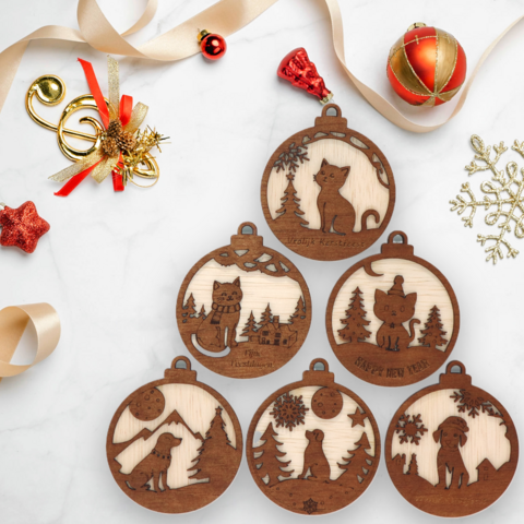 Christmas pendant / Christmas ornaments style3 - Set of 6