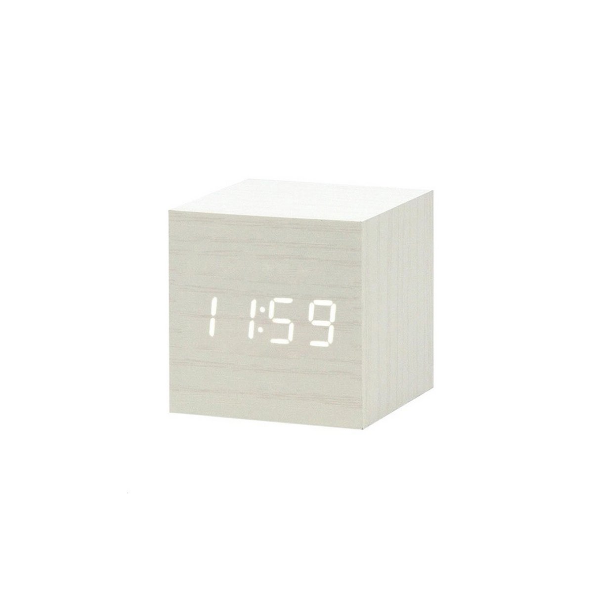 Houten wekker Kubus Wit