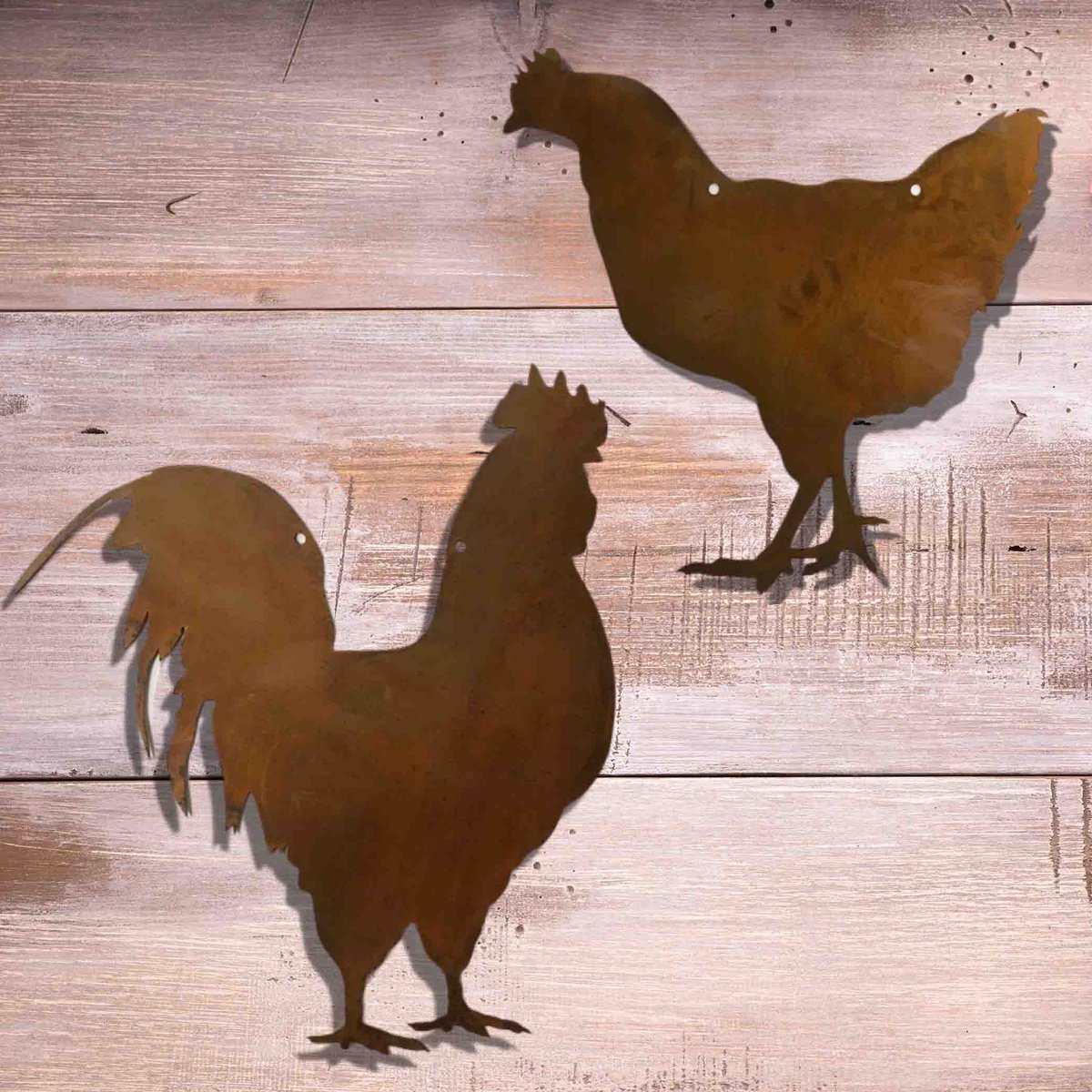 Hen and Rooster | Set of 2 hanging window decorations | Patina garden decoration country house