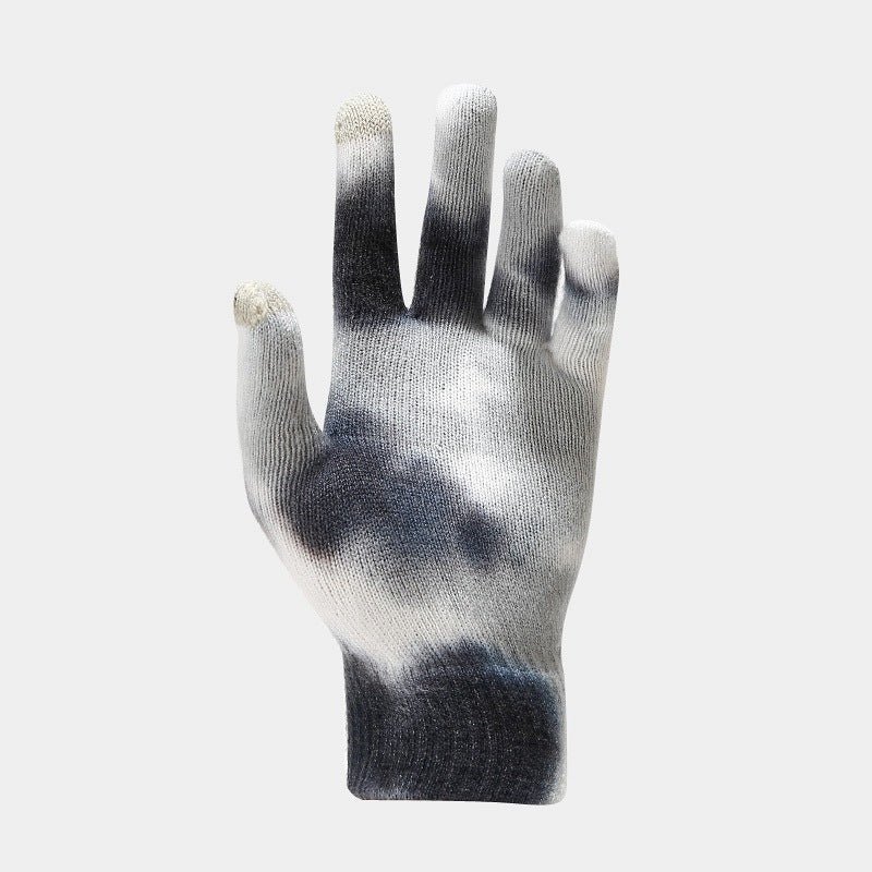 Tie-dye Knitted Hat Gloves Scarf Set Ladies