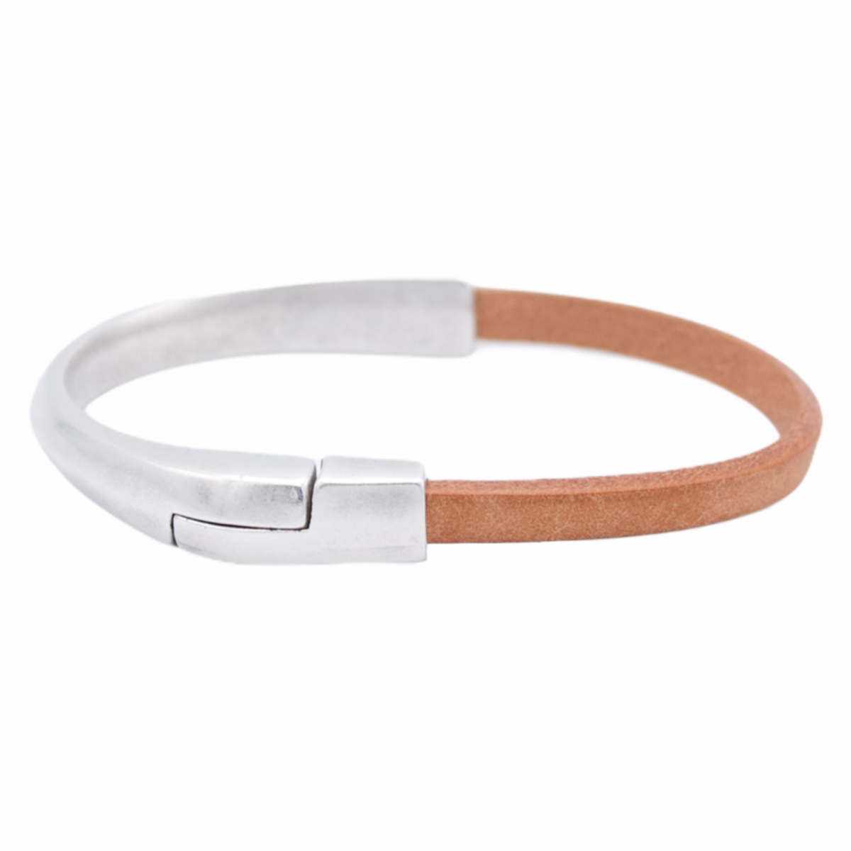 AMACAYACÚ (zilver) leren armband met magnetische sluiting