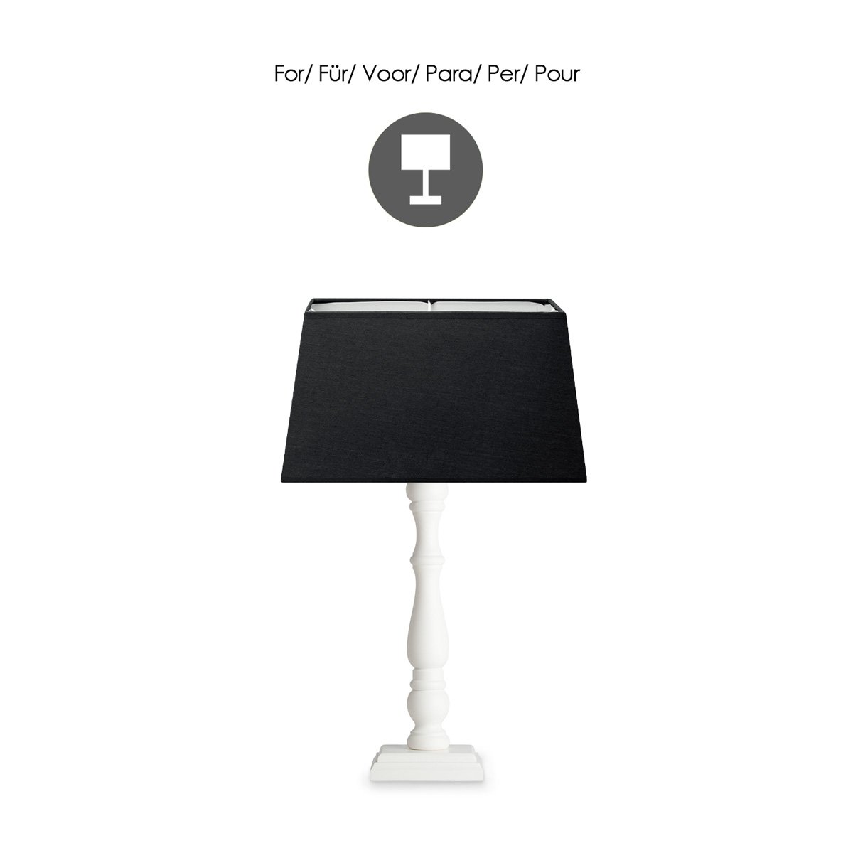 Home Sweet Home Fabric Lampshade Black - 35 x 30 x 19 cm