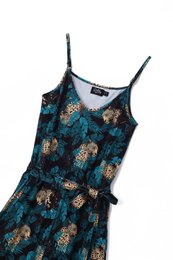 EU STOCK Brigitte Brown Cheetah & Palm Leaves Print Strappy Jumpsuit