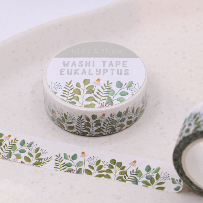 Washi Tape Ramas de Eucalipto - Cinta Adhesiva Cinta Adhesiva Prado de Flores