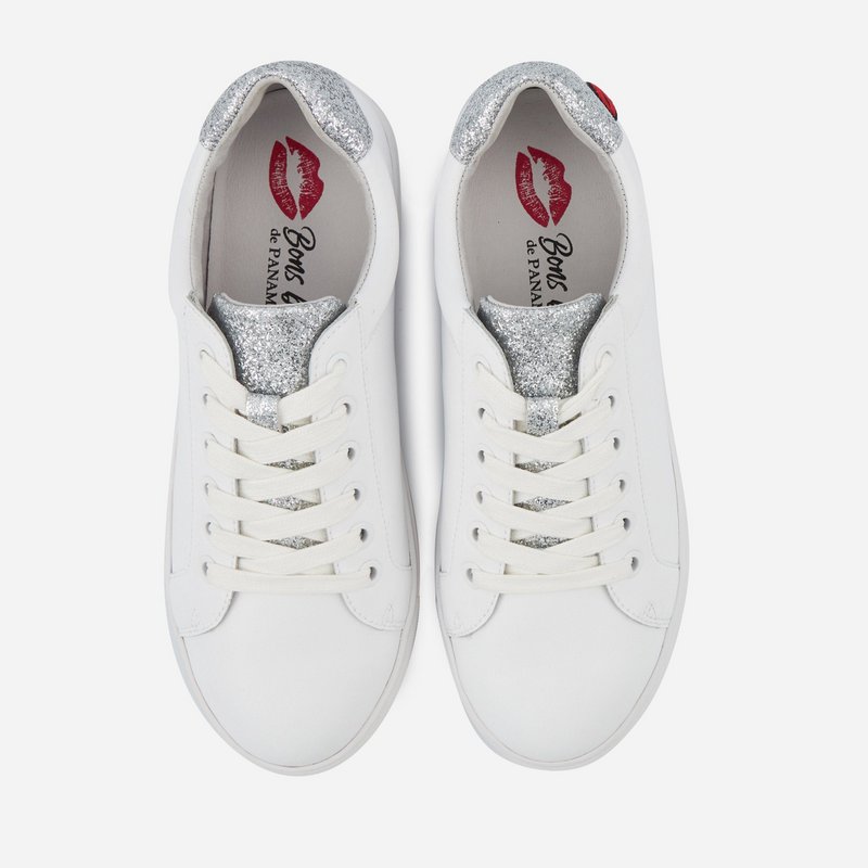 Simone-Blanc/Glitter Argent