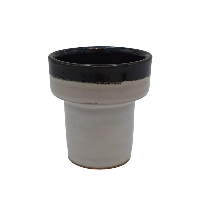 Cup-Kerzenhalter-Topf Tall 2tone weiß mit schwarzem Rand 200-043
