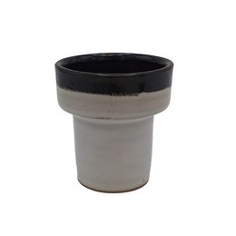 Cup-Kerzenhalter-Topf Tall 2tone weiß mit schwarzem Rand 200-043
