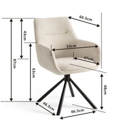 Drejelig - Spisestuestole med armlæn sæt af 2 - Olivia - Beige - Stof