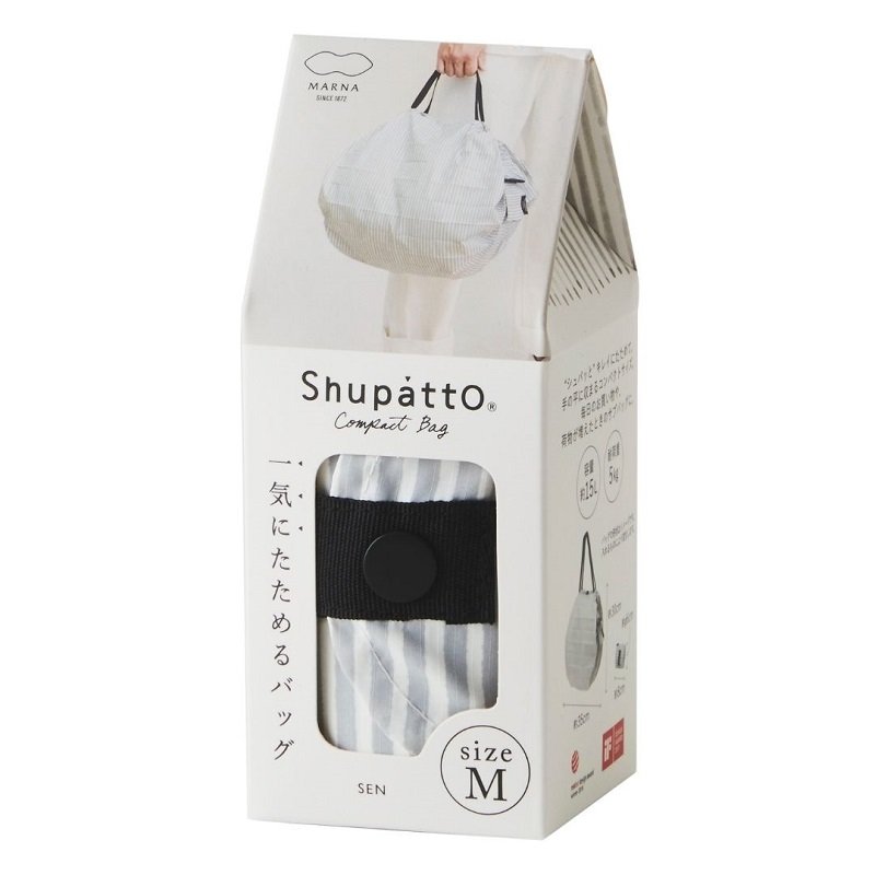 Shupatto compacte opvouwbare boodschappentas maat M - Stripes (Sen)