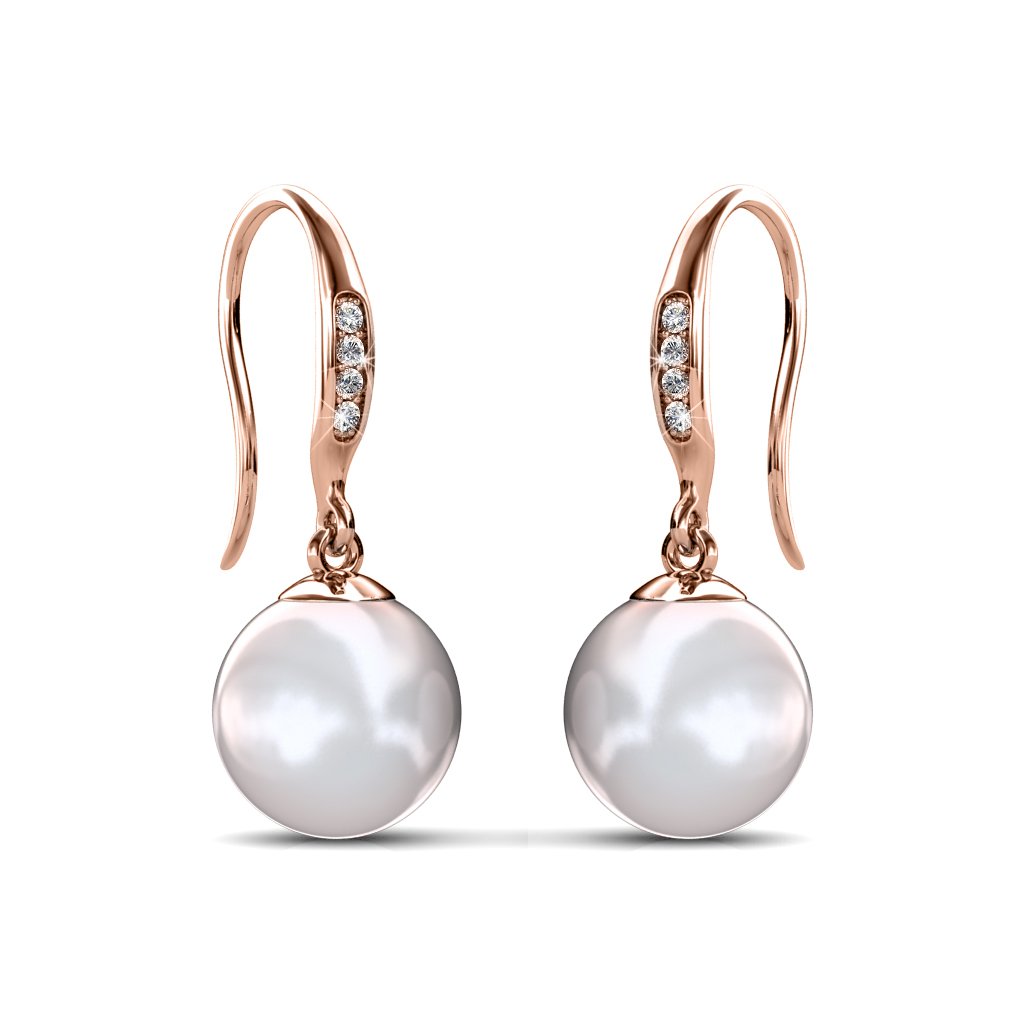 Pendientes de gancho de perlas - oro rosa y blanco