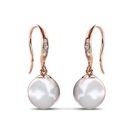 Pendientes de gancho de perlas - oro rosa y blanco