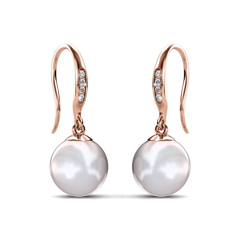 Pendientes de gancho de perlas - oro rosa y blanco