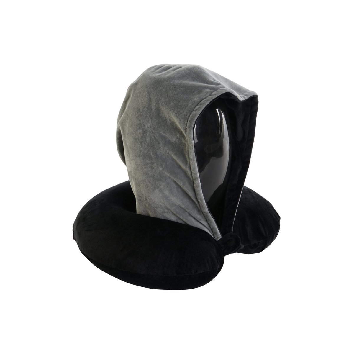POLIESTROWA PODUSZKA PODRÓŻNA 30X10X32 CZARNY KAPTUR RC208034