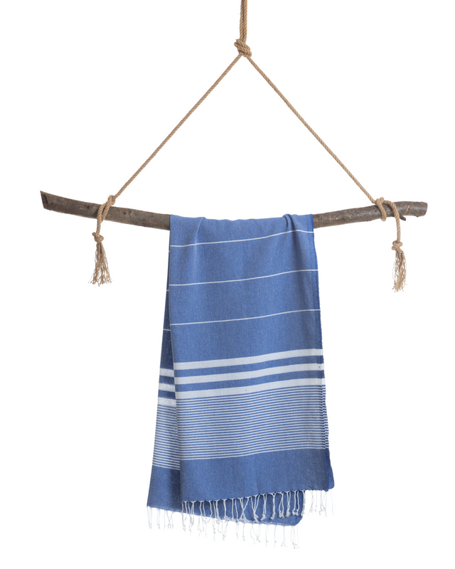 TOWEL TO GO MALIBU Telo mare in cotone 180x100 cm | Asciugamano da piscina ad asciugatura rapida | Blu | con confezione regalo