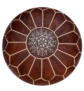Lederen pouffe - honingbruin